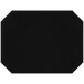 A black faux leather octagon placemat with stitching.