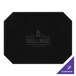 A black leather place mat with customizable text on it.