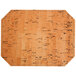 A natural faux cork octagon placemat with a black border.