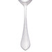 A silver spoon with a textured white handle.