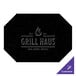 A black octagon shaped placemat with silver text reading "grillhaus" 