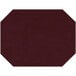 A dark red octagon shaped placemat with white wine text.