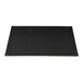 A rectangular black faux leather placemat with a hardboard core, measuring 15 by 11 inches.