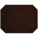 A dark brown octagon placemat with stitching.