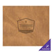 A customizable brown faux leather rectangular placemat with a logo on it.