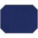 A blue premium faux leather octagon placemat with stitching.