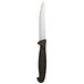 A Libbey steak knife with a black polypropylene handle.