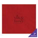 A red customizable hardboard rectangle placemat with a leather cover.