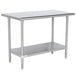 An Advance Tabco stainless steel work table with an undershelf.