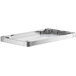A Regency stainless steel undershelf for an adjustable work table.