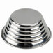 An American Metalcraft stainless steel round ribbed sauce cup.