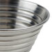 A stainless steel American Metalcraft round ribbed sauce cup.