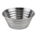 An American Metalcraft stainless steel round ribbed sauce cup.