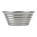 An American Metalcraft stainless steel ribbed sauce cup on a counter.