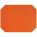 An orange premium faux leather octagon placemat with stitching.