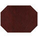 A white hexagon hardboard placemat with brown faux leather and stitching.