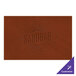 A brown H. Risch, Inc. faux leather rectangle placemat.