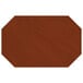 A brown faux leather octagon placemat with stitching.