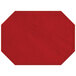 A customizable red hardboard and faux leather octagon placemat with stitching.