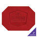 A red hardboard and faux leather customizable octagon placemat.