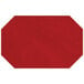 A red faux leather octagon placemat with stitching.