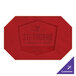 A red leather octagon placemat with customizable text.