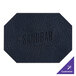 A navy hardboard and faux leather octagon placemat with customizable text.