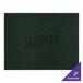 A green leather H. Risch, Inc. rectangle placemat with custom text on it.