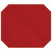 A red faux leather octagon shaped placemat.