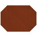 A brown faux leather octagon placemat with stitching.