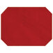 A red hardboard and faux leather octagon placemat with stitching.