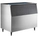 A large silver and galvanized steel Hoshizaki ice storage bin with a black top.