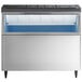 A galvanized steel Hoshizaki ice storage bin on a counter.