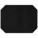 A black faux leather octagon placemat with stitching.