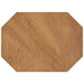 A brown hardboard and faux leather octagon placemat with a customizable leather patch.