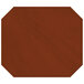 A brown faux leather octagon placemat with a brown leather patch.