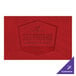 A red faux leather rectangular placemat with a customizable design.