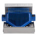 An Edlund Titan Max-Cut Series blue and silver push block assembly.