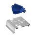 An Edlund Titan Max-Cut push block assembly with blue and silver metal parts.