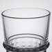 An Arcoroc clear glass with a diamond pattern on it.