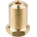 A gold metal cylinder with a brass threaded nut on one end.