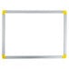 A white rectangular frame with yellow corners.