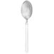 A Walco Vogue stainless steel teaspoon with a white handle and silver spoon.