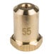 A gold brass #55 hood orifice with 3/8-27UNS threading.