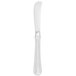 A silver butter knife with a solid handle.