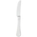 A silver Walco European table knife with a black handle.