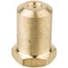 A gold brass cylinder with a hex head and a hole.