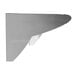 A silver wall mounted stainless steel utensil rack with a shelf.