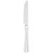 A Walco Athenian stainless steel dinner knife with a silver blade and white handle.