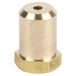 A brass #37 Hood Orifice with a threaded hole.